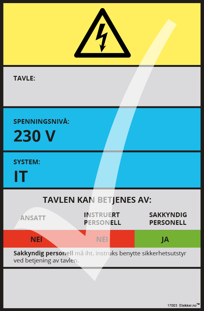 Tavleskilt IT/TT-system – Original design