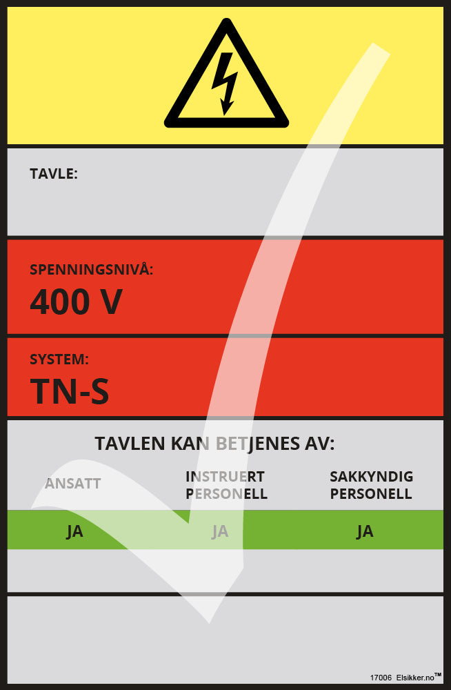 Tavleskilt TN-system – Original design