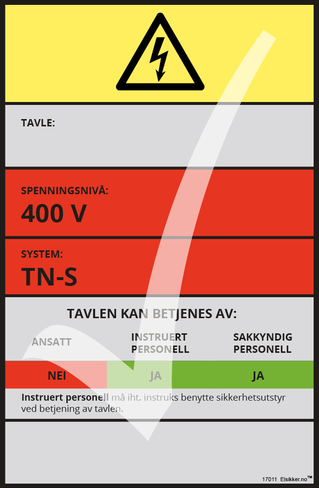 Tavleskilt TN-system – Original design