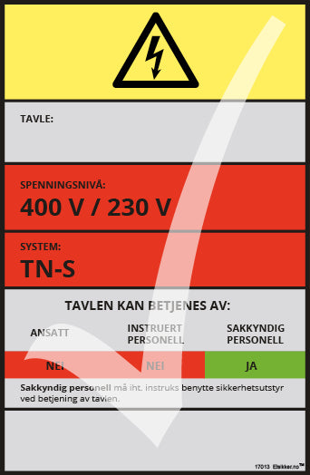 Tavleskilt TN-system – Original design