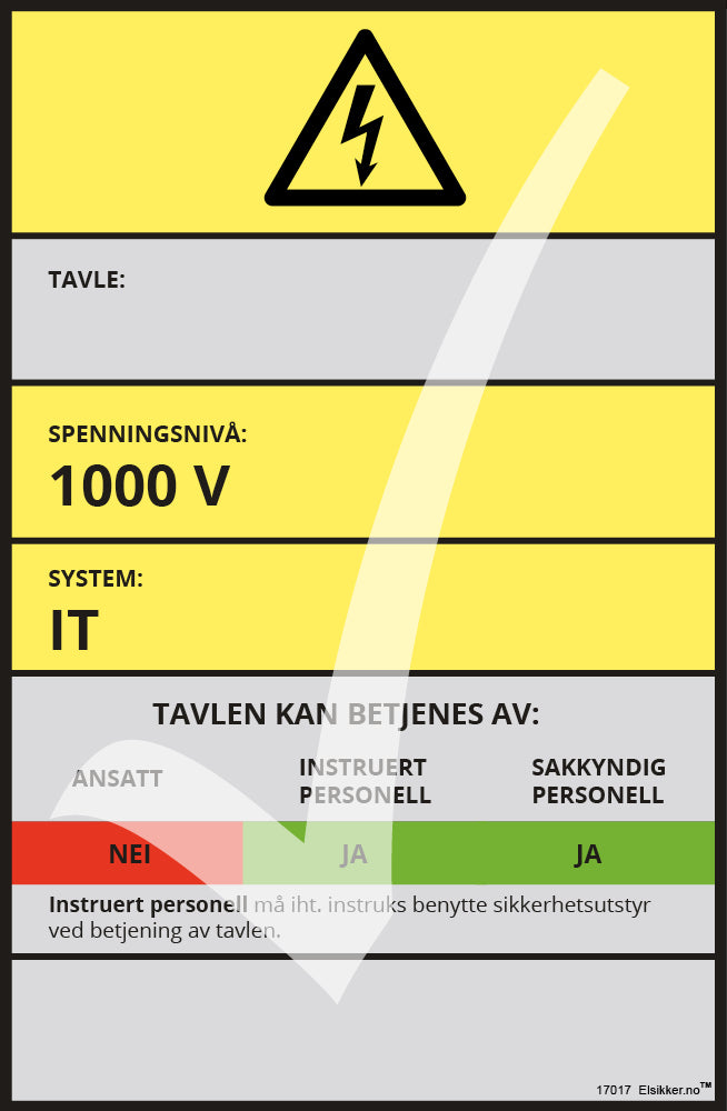 Tavleskilt IT/TT-system – Original design