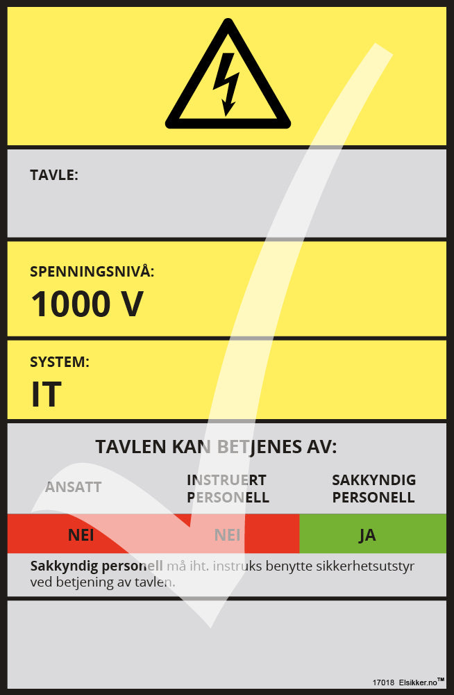Tavleskilt IT/TT-system – Original design