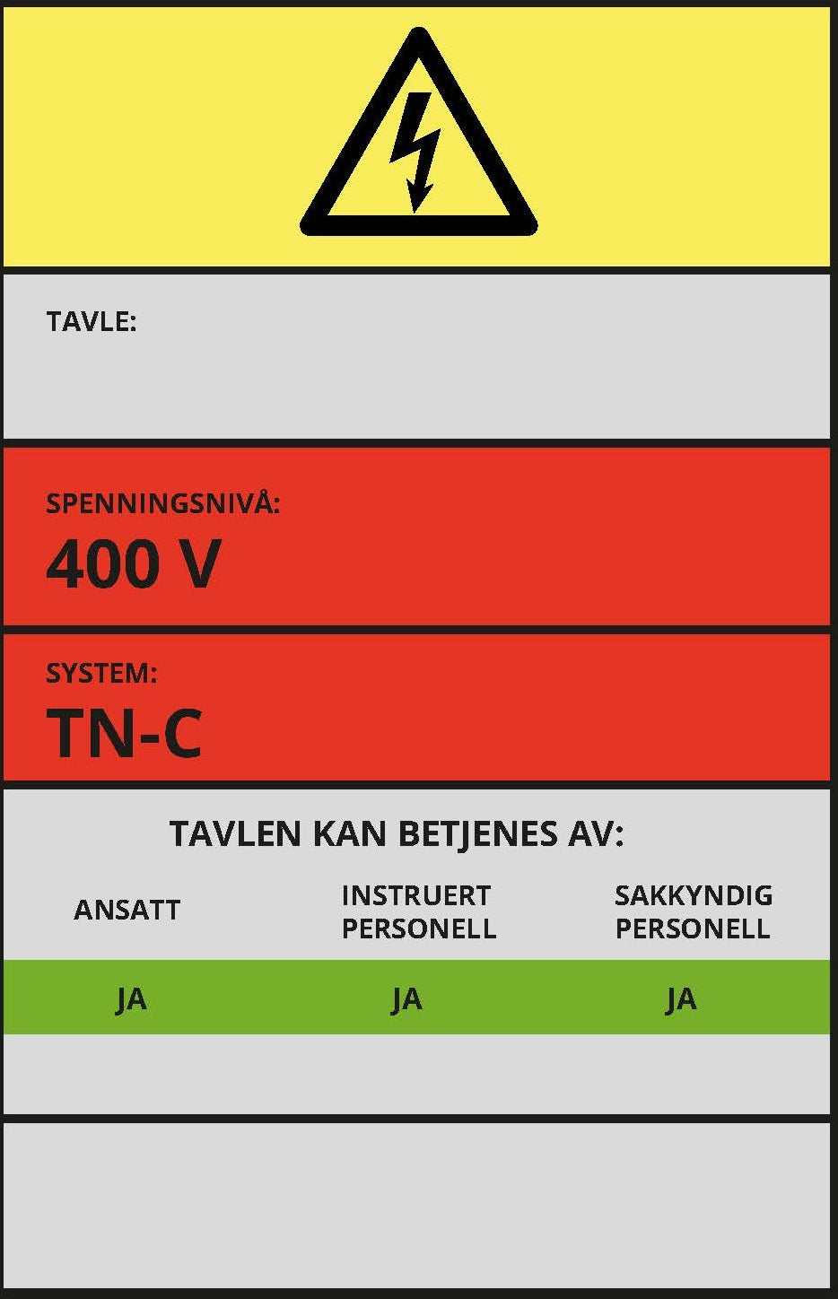 Tavleskilt TN-system – Original design