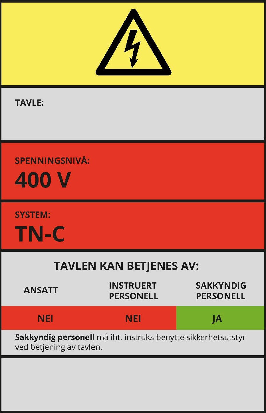 Tavleskilt TN-system – Original design