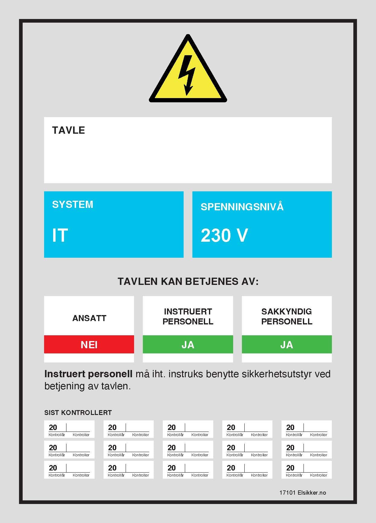 Tavleskilt IT/TT-system – Ny design