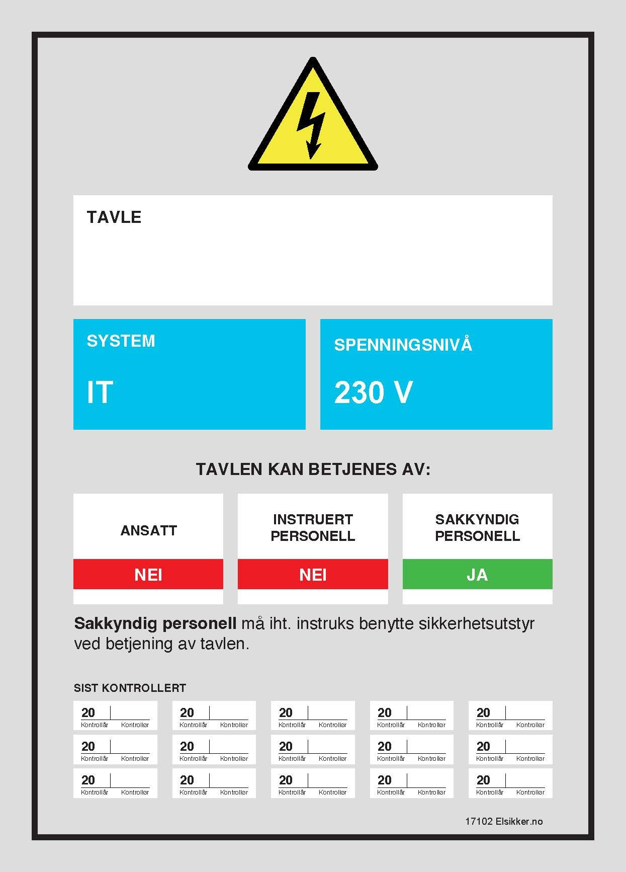 Tavleskilt IT/TT-system – Ny design