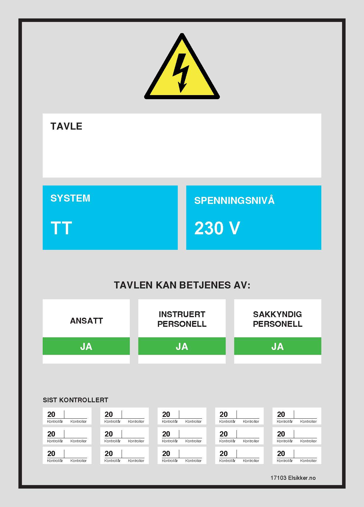 Tavleskilt IT/TT-system – Ny design