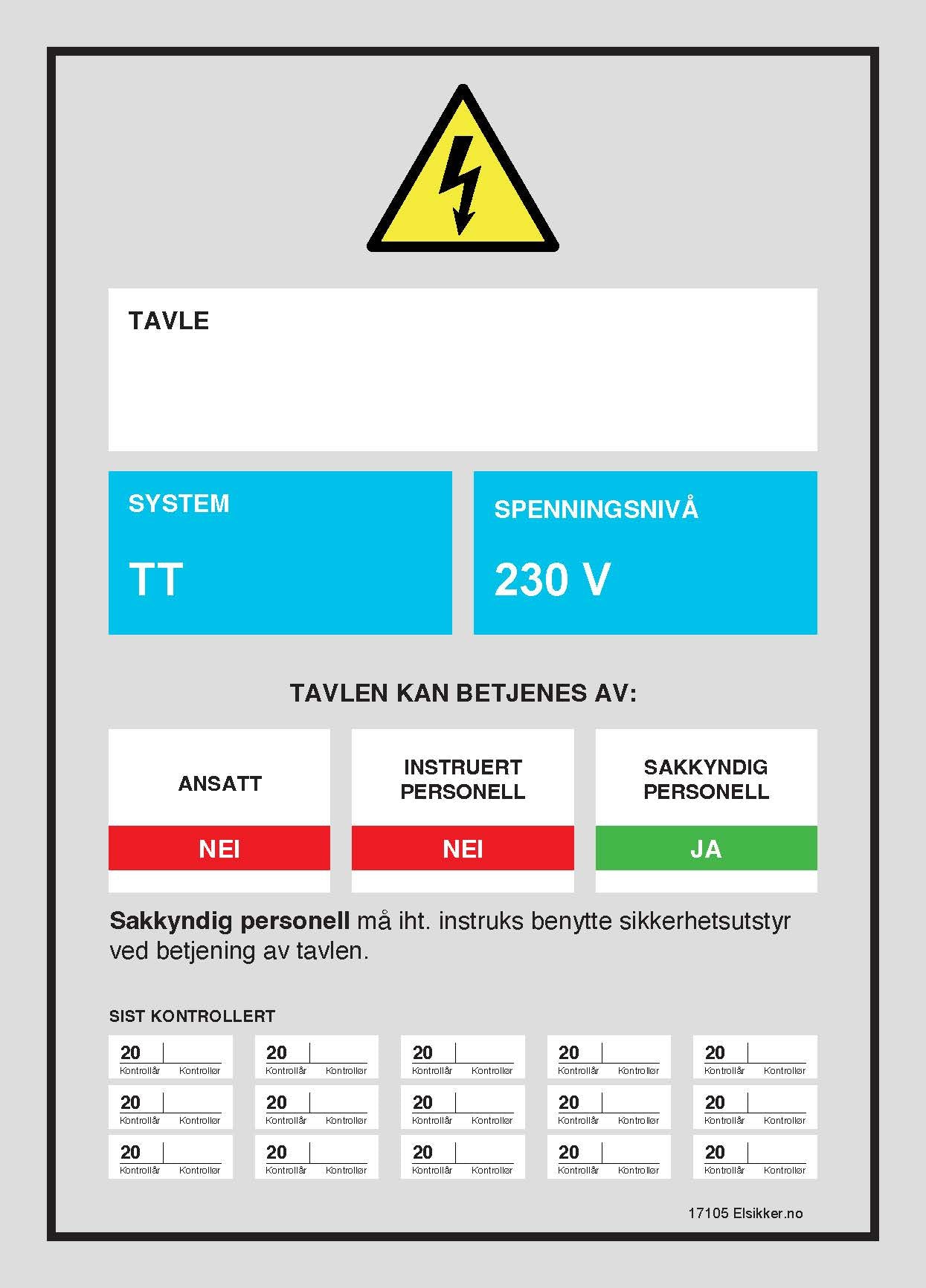 Tavleskilt IT/TT-system – Ny design