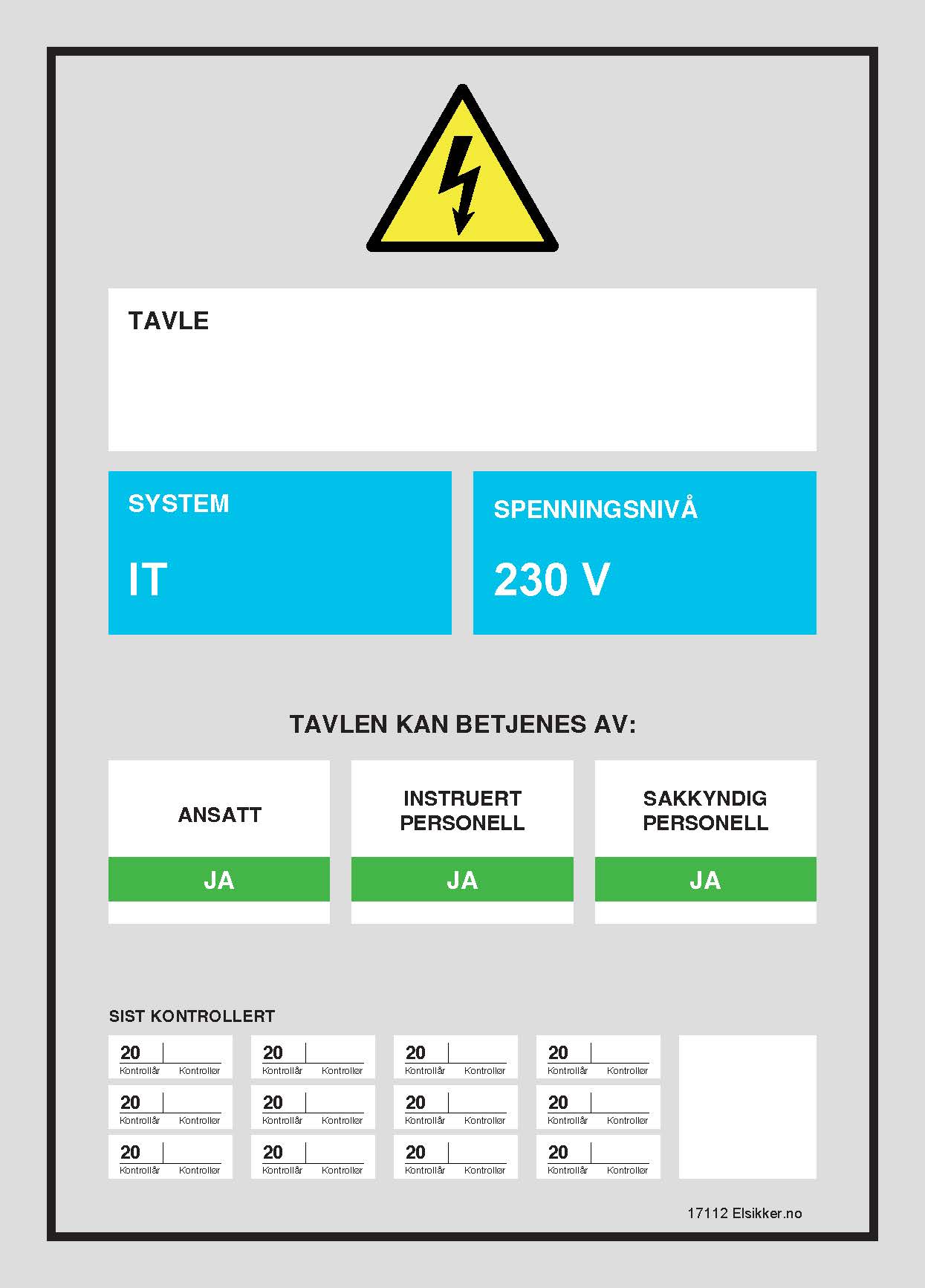 Tavleskilt IT/TT-system – Ny design