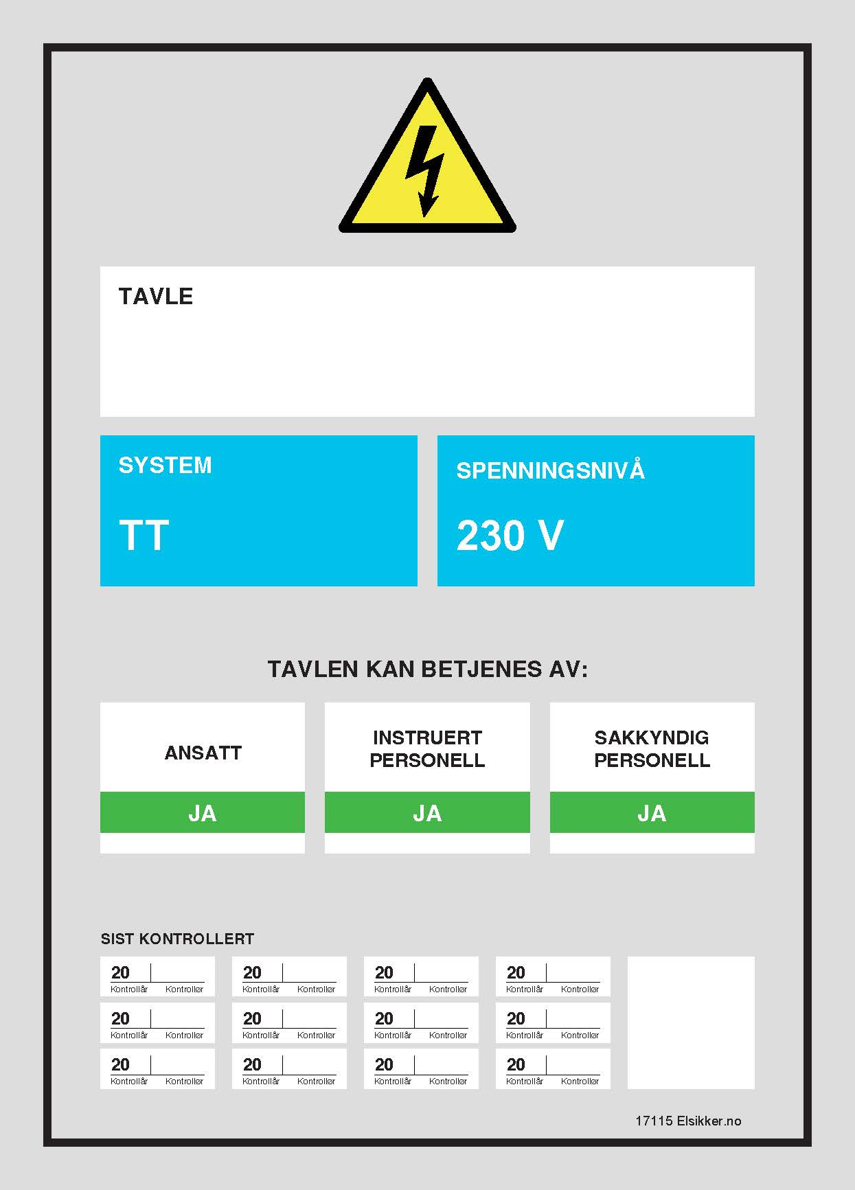 Tavleskilt IT/TT-system – Ny design