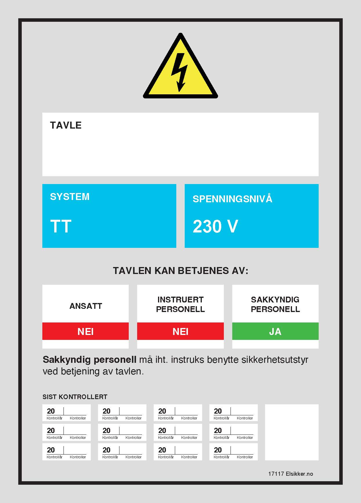 Tavleskilt IT/TT-system – Ny design