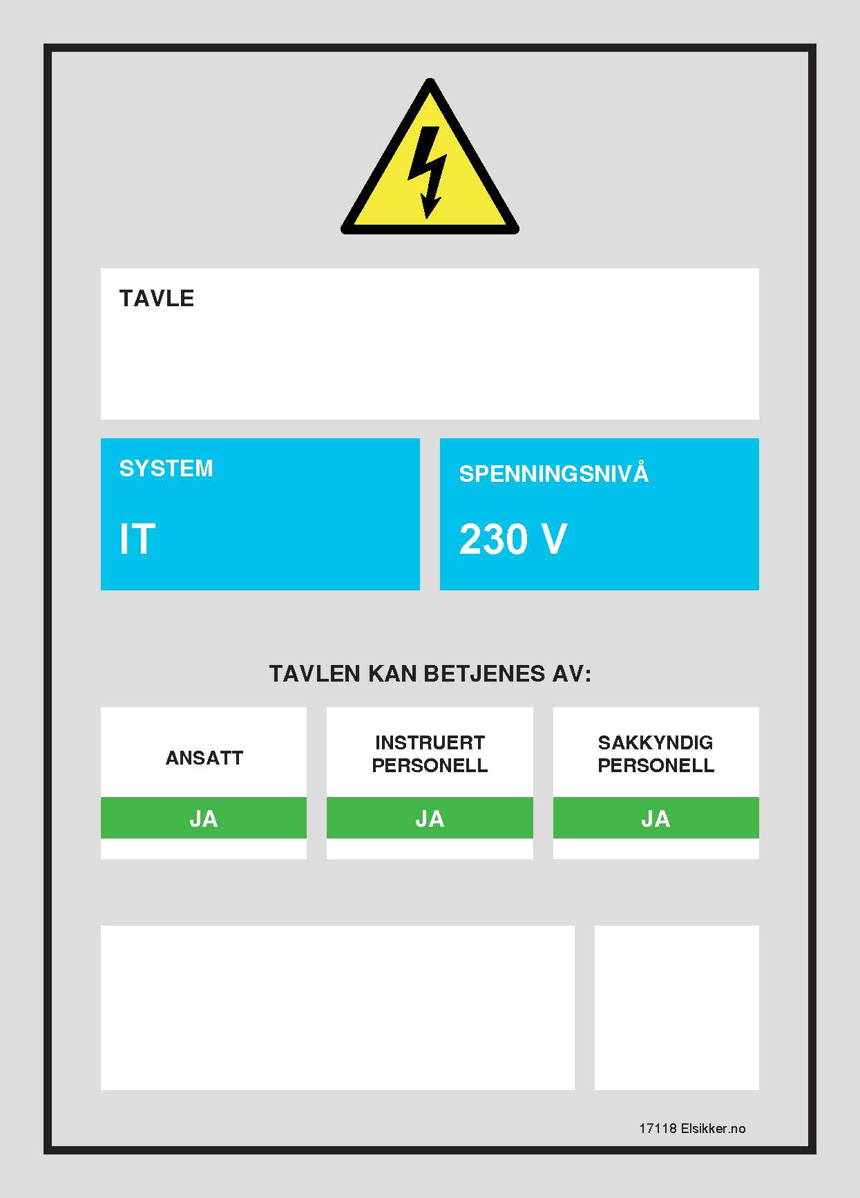 Tavleskilt IT/TT-system – Ny design