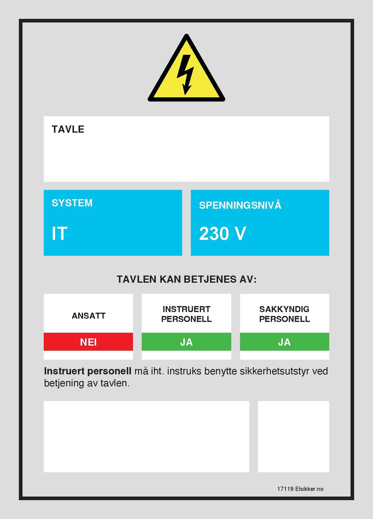 Tavleskilt IT/TT-system – Ny design