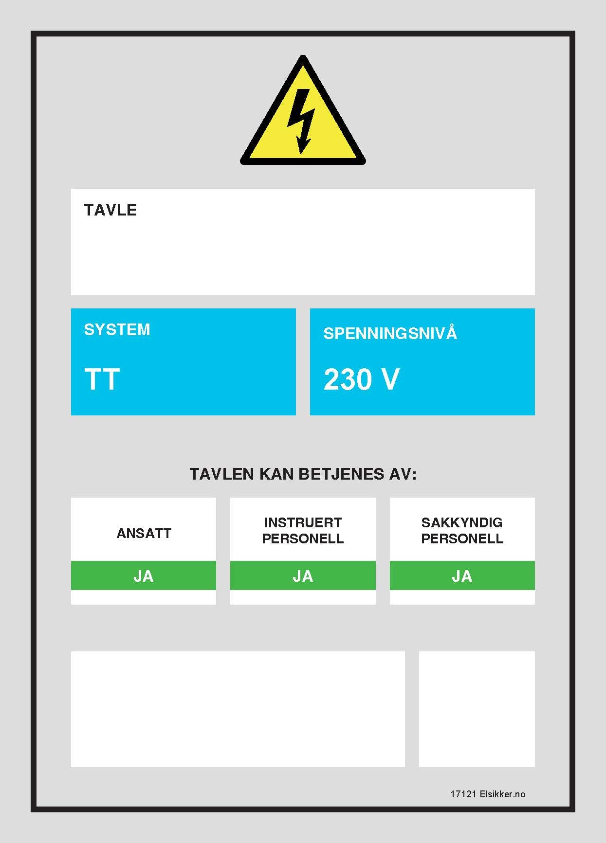 Tavleskilt IT/TT-system – Ny design