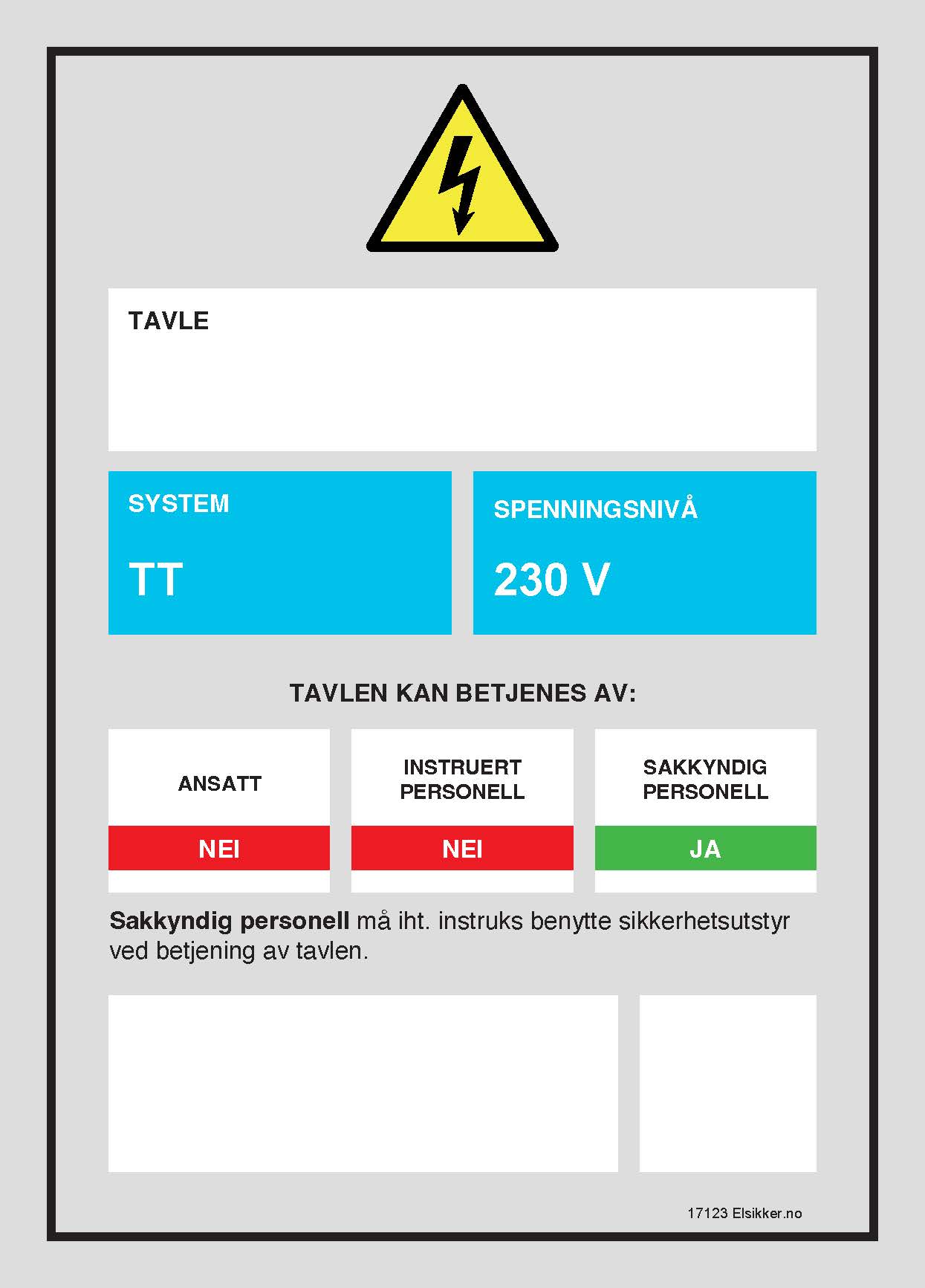 Tavleskilt IT/TT-system – Ny design