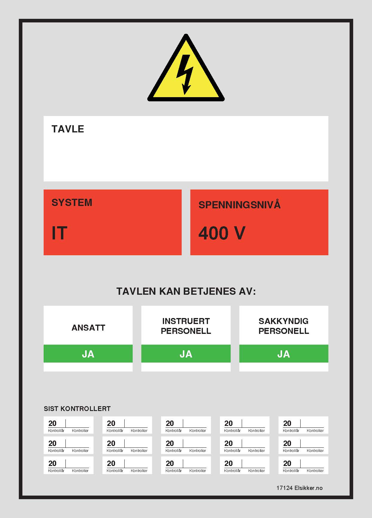 Tavleskilt IT/TT-system – Ny design