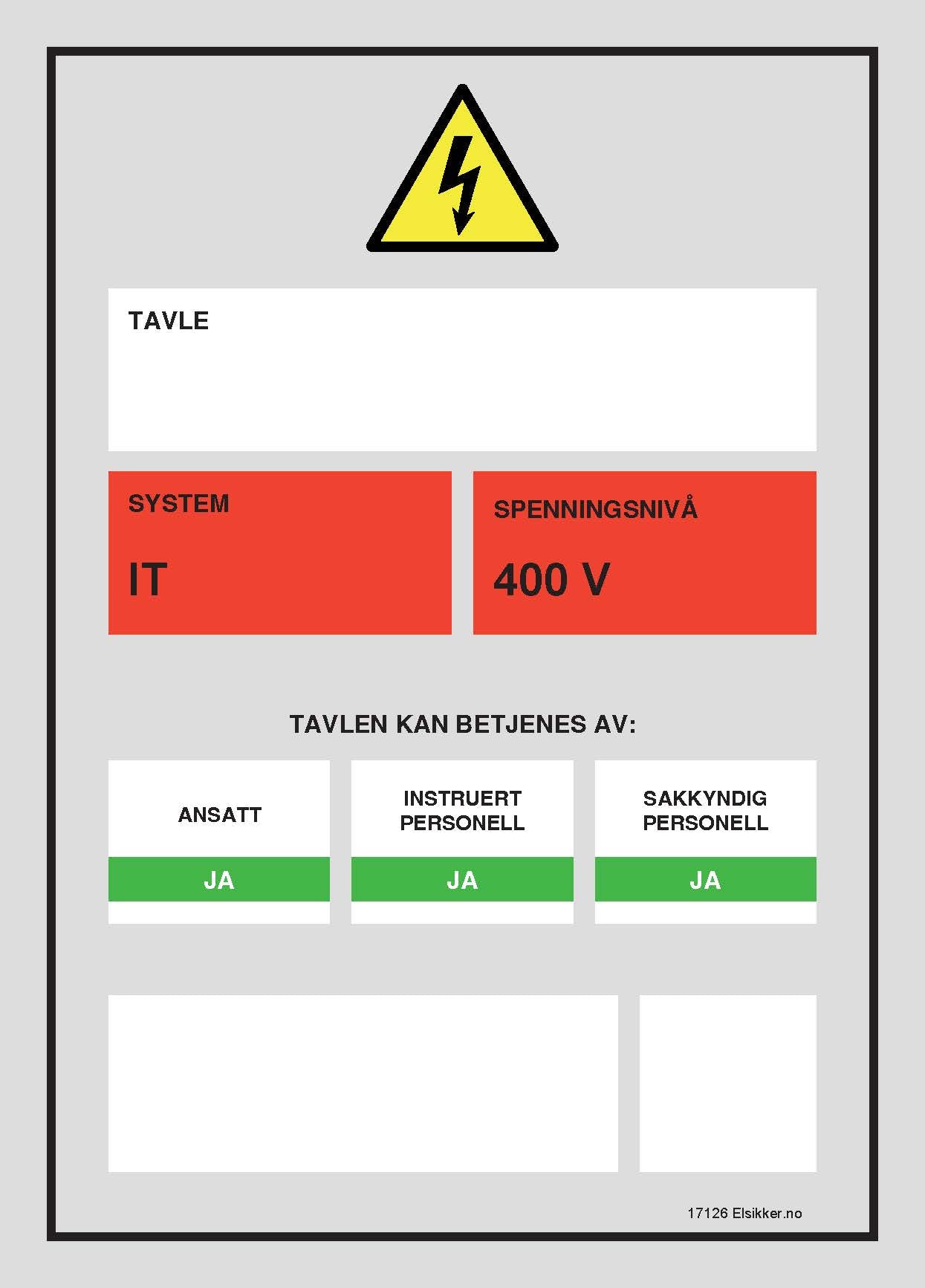 Tavleskilt IT/TT-system – Ny design