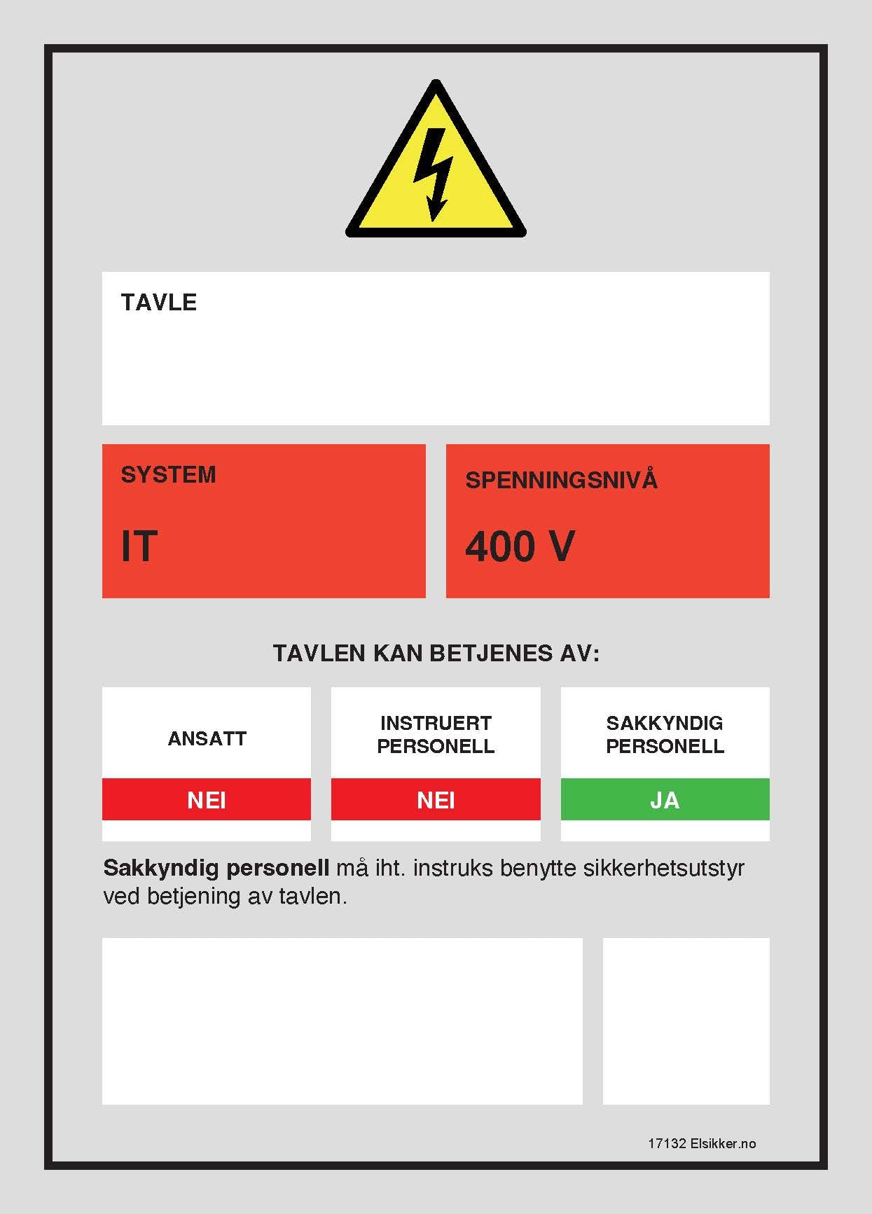 Tavleskilt IT/TT-system – Ny design