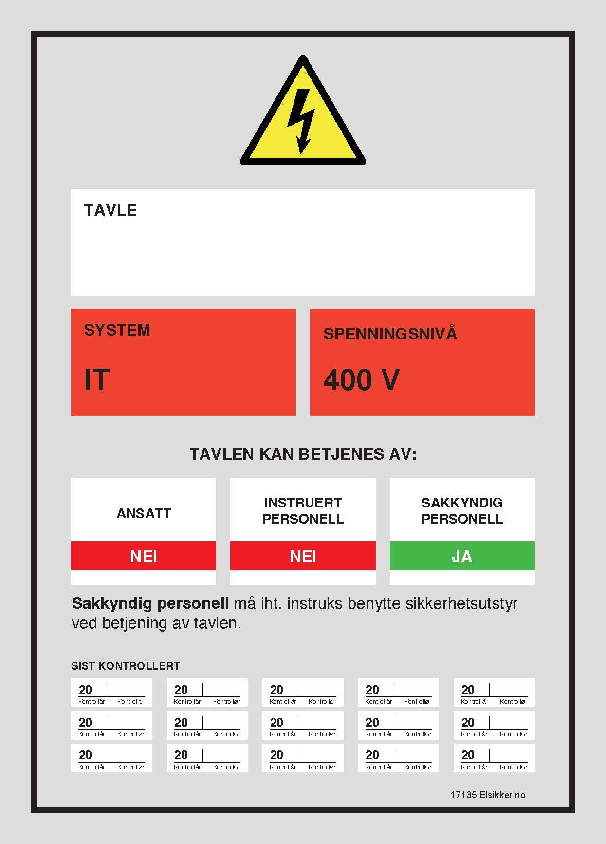 Tavleskilt IT/TT-system – Ny design