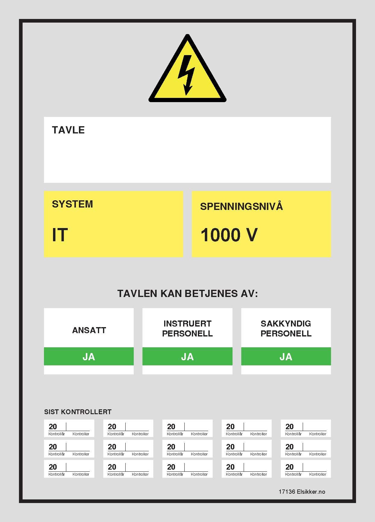 Tavleskilt IT/TT-system – Ny design
