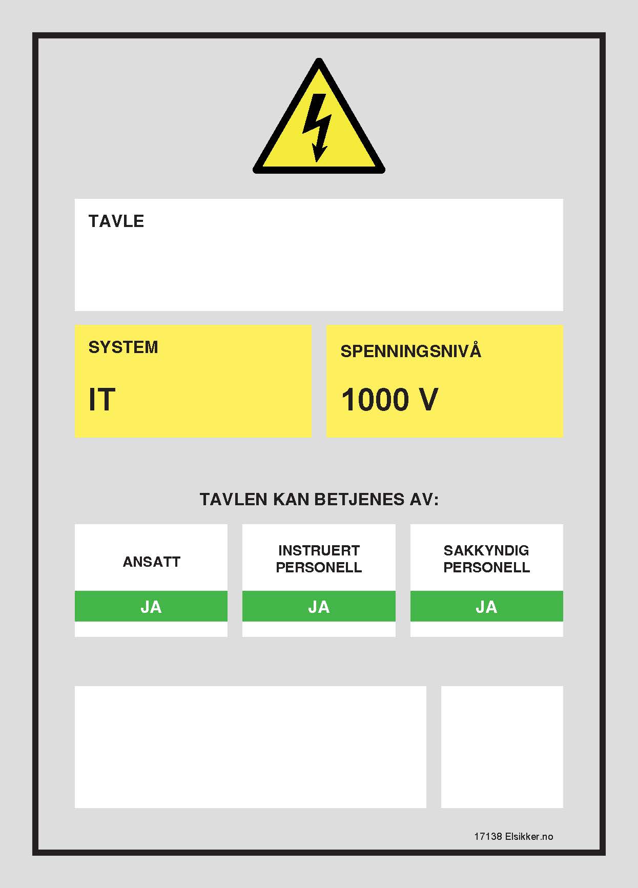 Tavleskilt IT/TT-system – Ny design