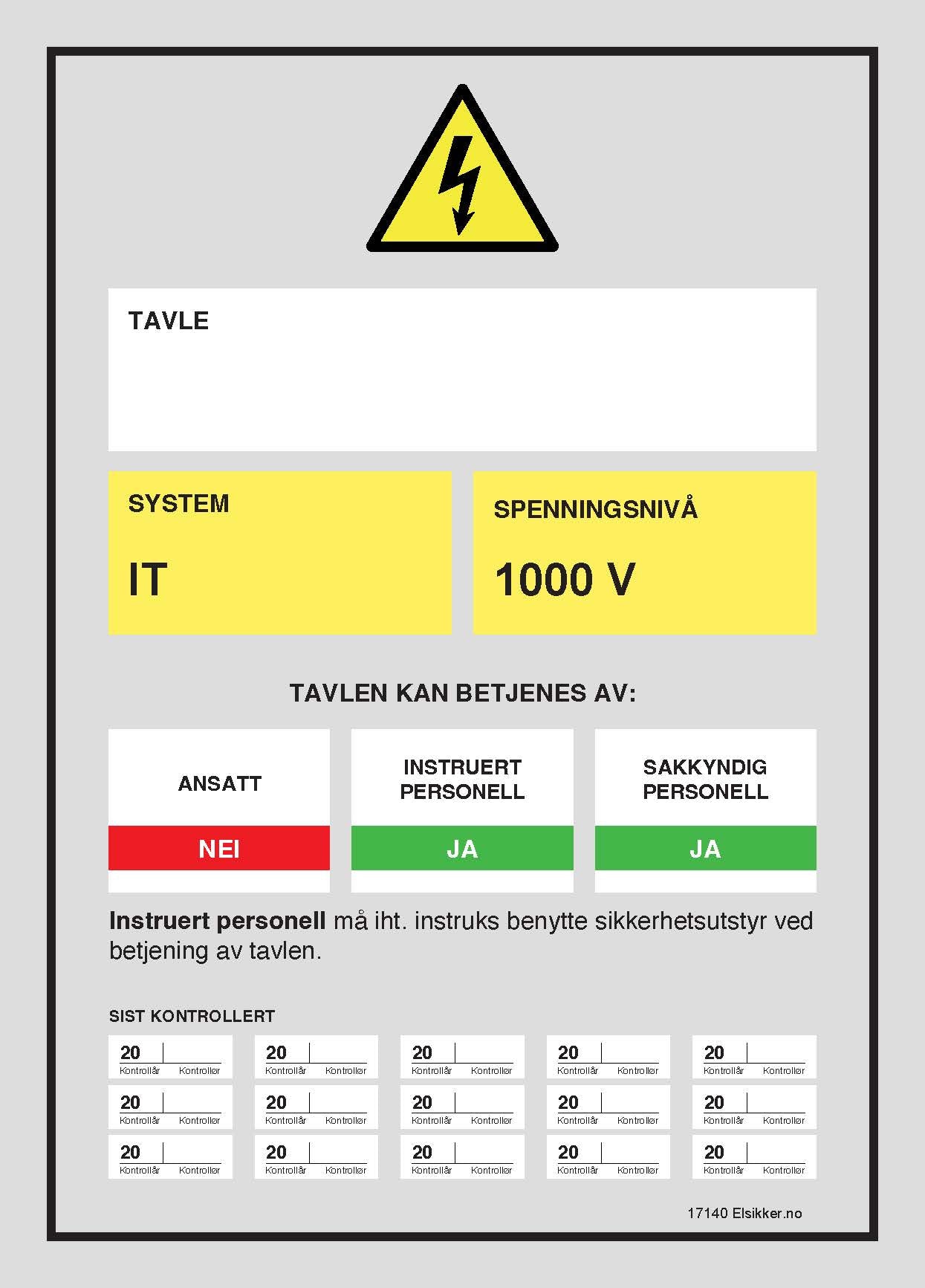 Tavleskilt IT/TT-system – Ny design