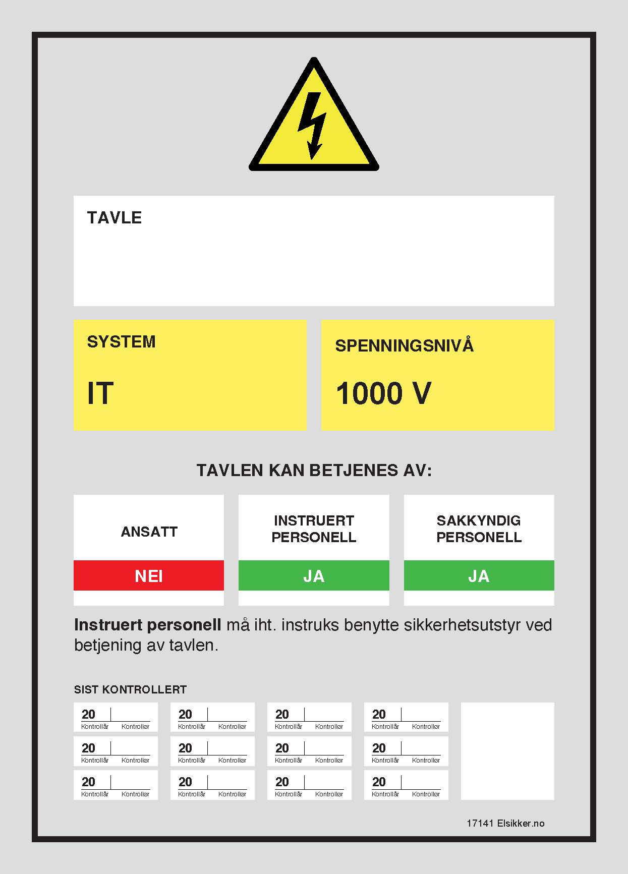 Tavleskilt IT/TT-system – Ny design