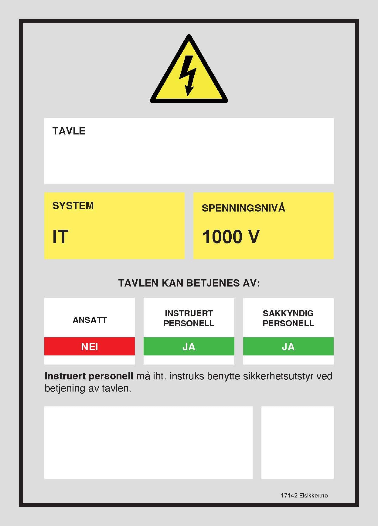 Tavleskilt IT/TT-system – Ny design