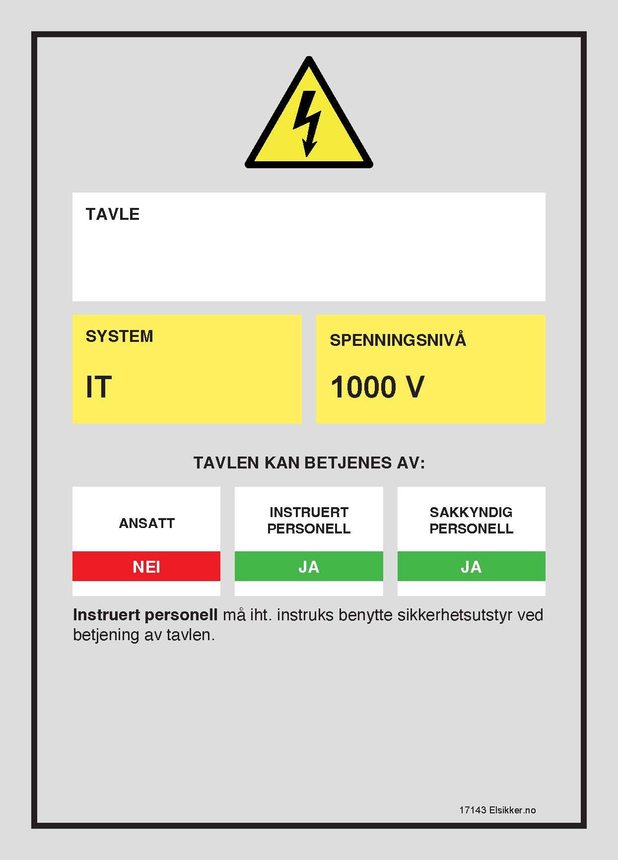 Tavleskilt IT/TT-system – Ny design