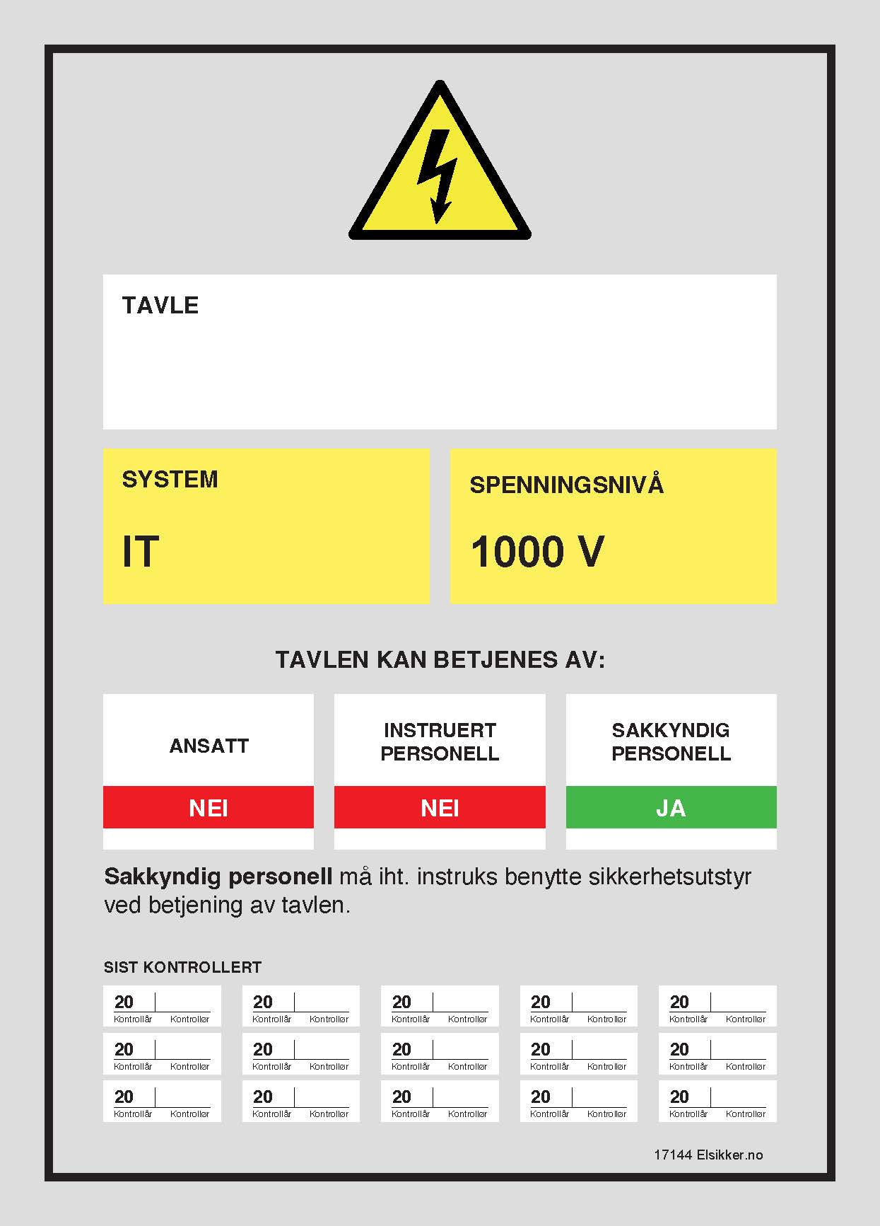 Tavleskilt IT/TT-system – Ny design