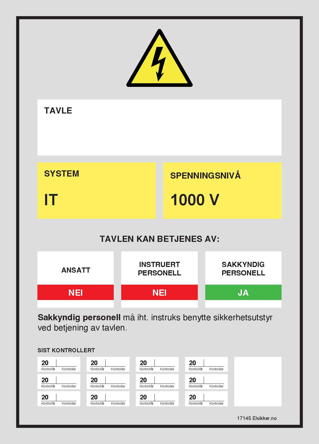 Tavleskilt IT/TT-system – Ny design