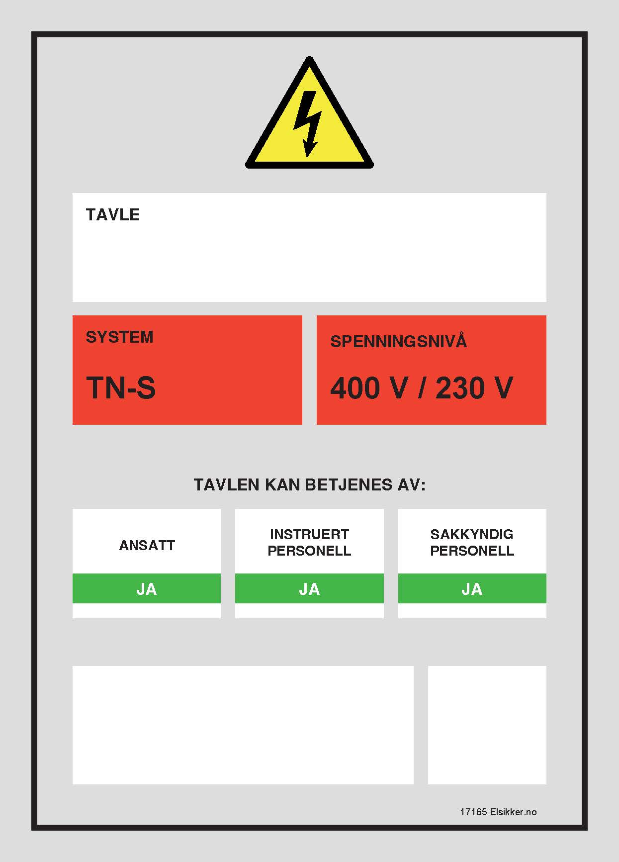 Tavleskilt TN-system – Ny design
