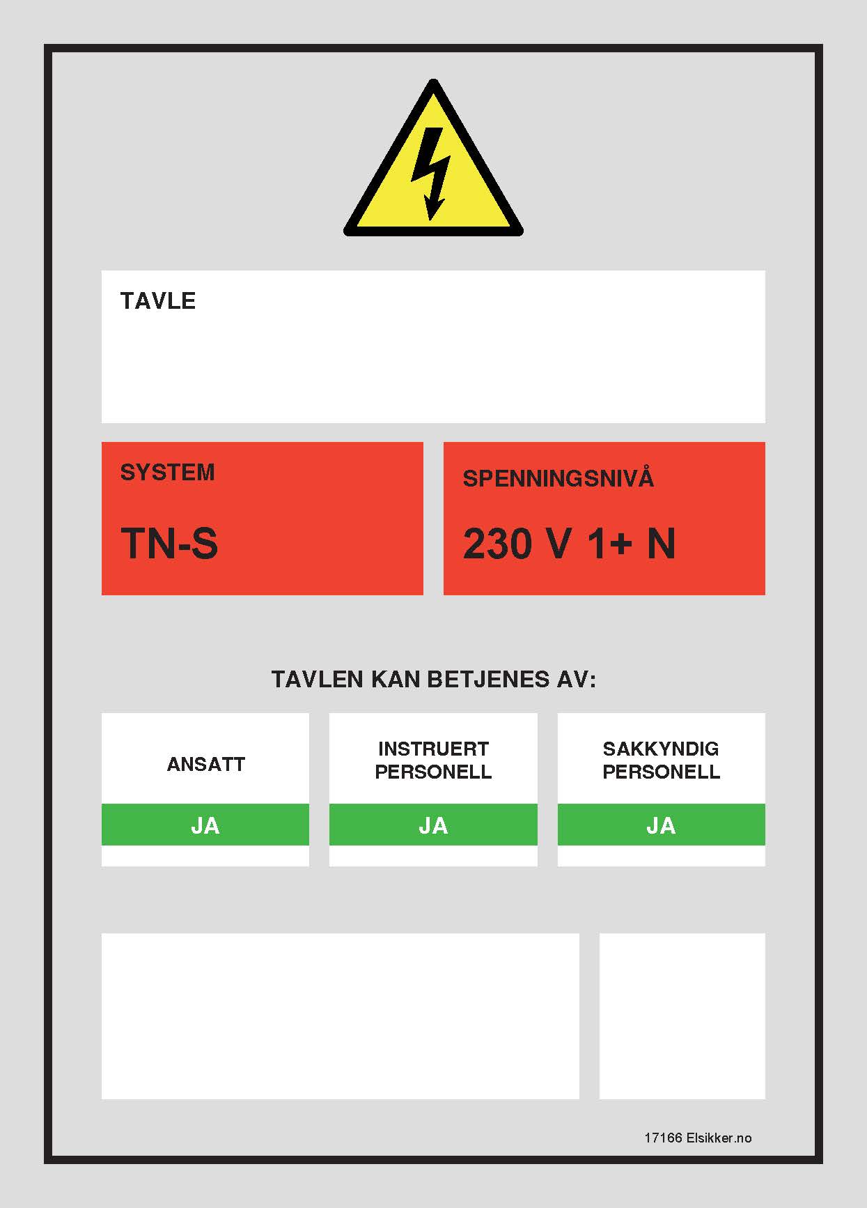 Tavleskilt TN-system – Ny design