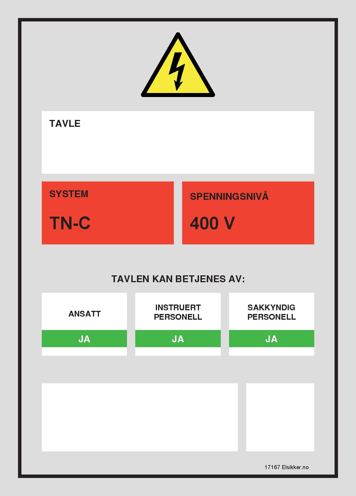 Tavleskilt TN-system – Ny design