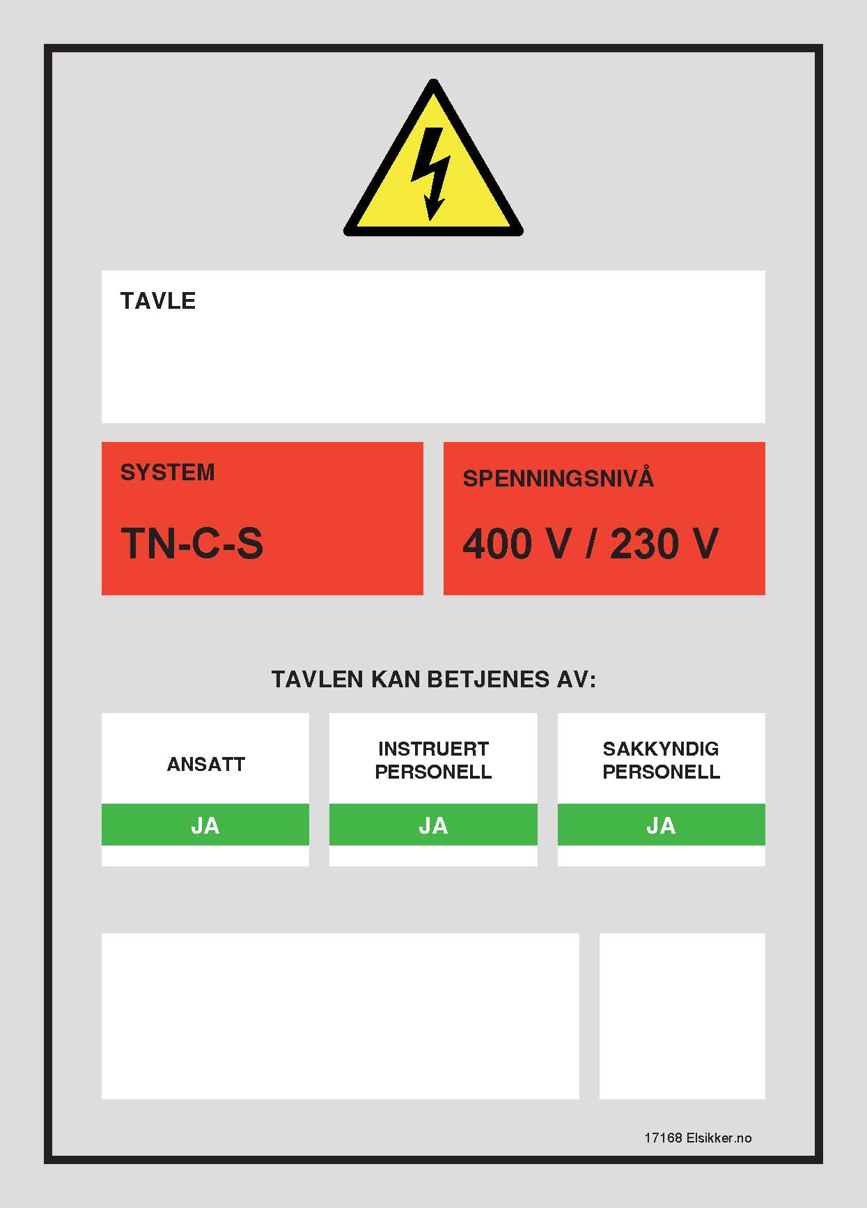 Tavleskilt TN-system – Ny design