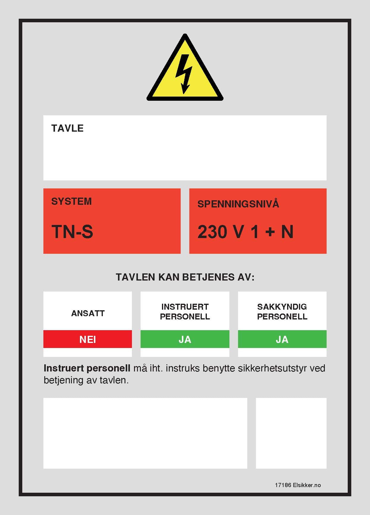 Tavleskilt TN-system – Ny design