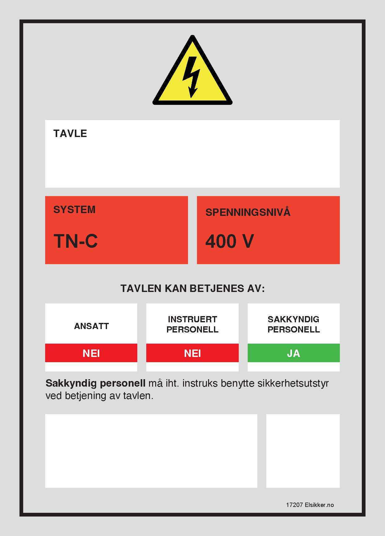 Tavleskilt TN-system – Ny design