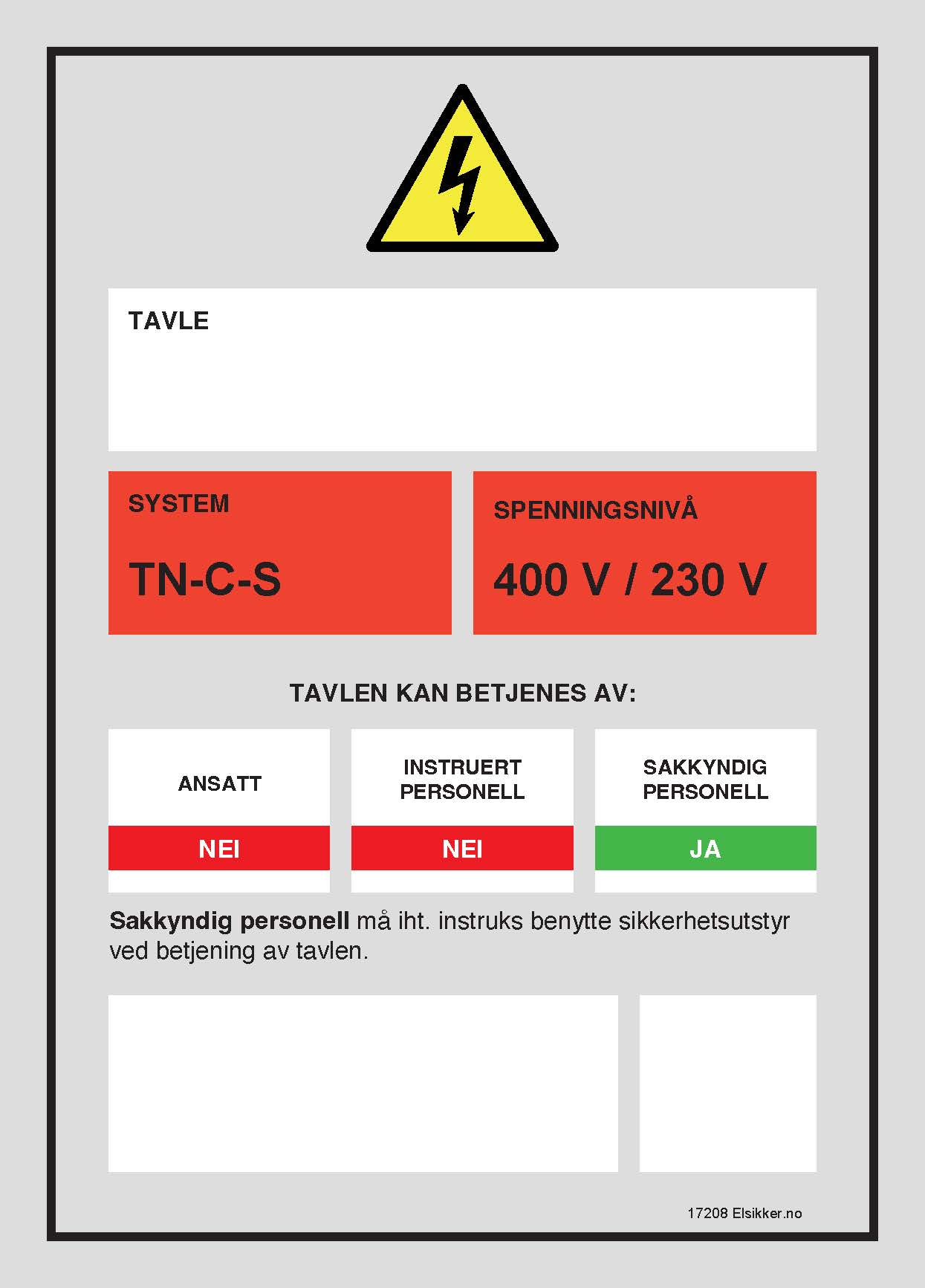 Tavleskilt TN-system – Ny design