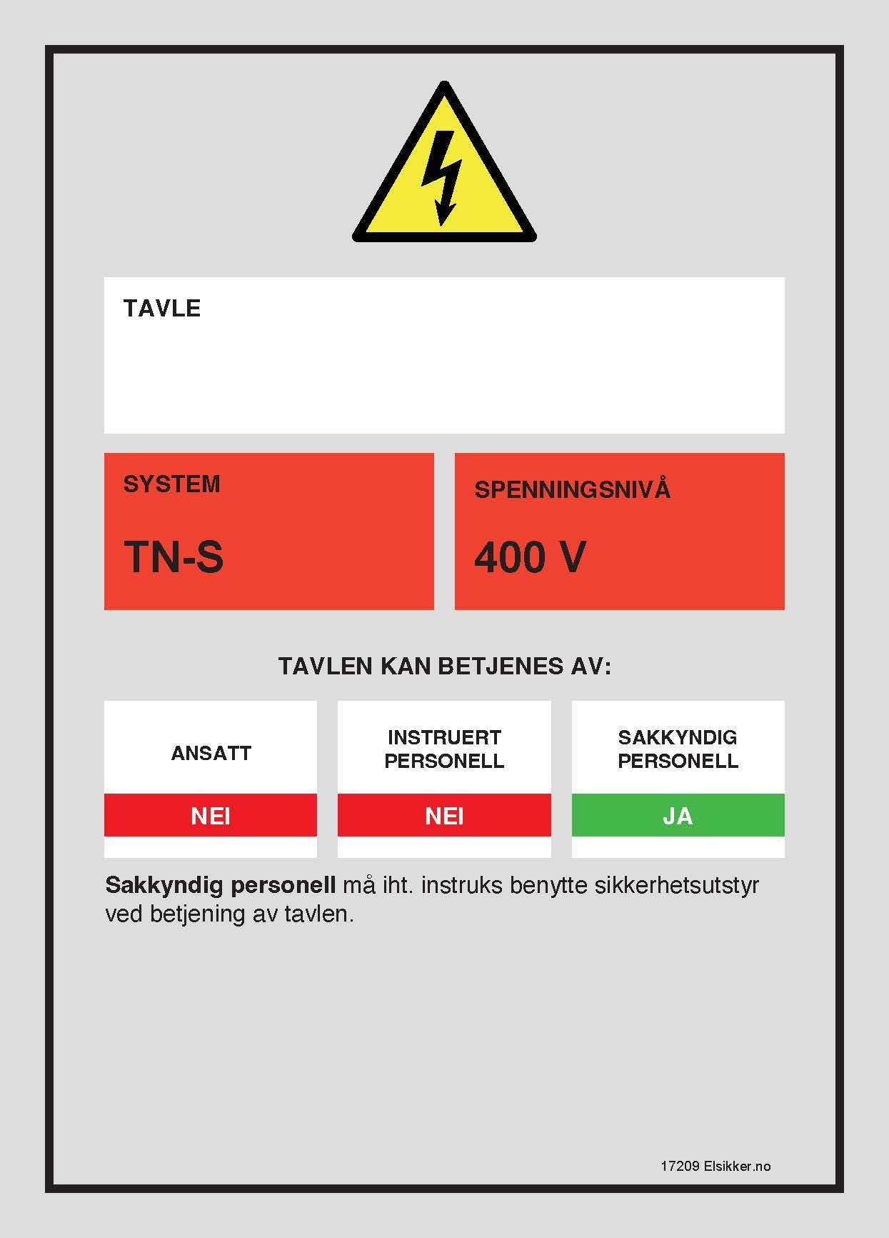 Tavleskilt TN-system – Ny design