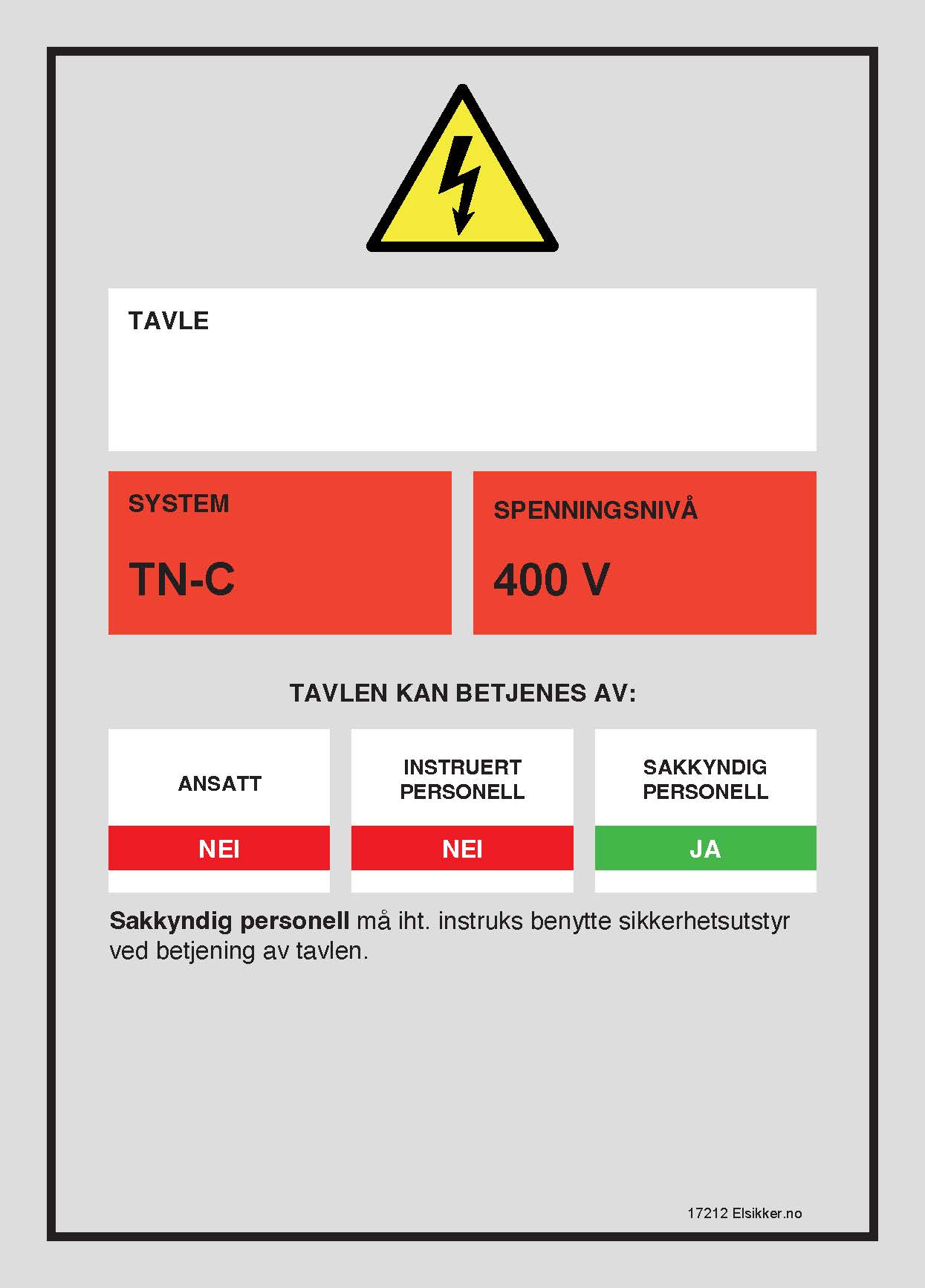 Tavleskilt TN-system – Ny design