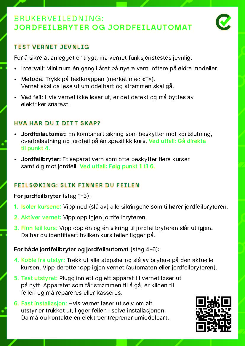Bruksanvisning Jordfeilautomater/brytere