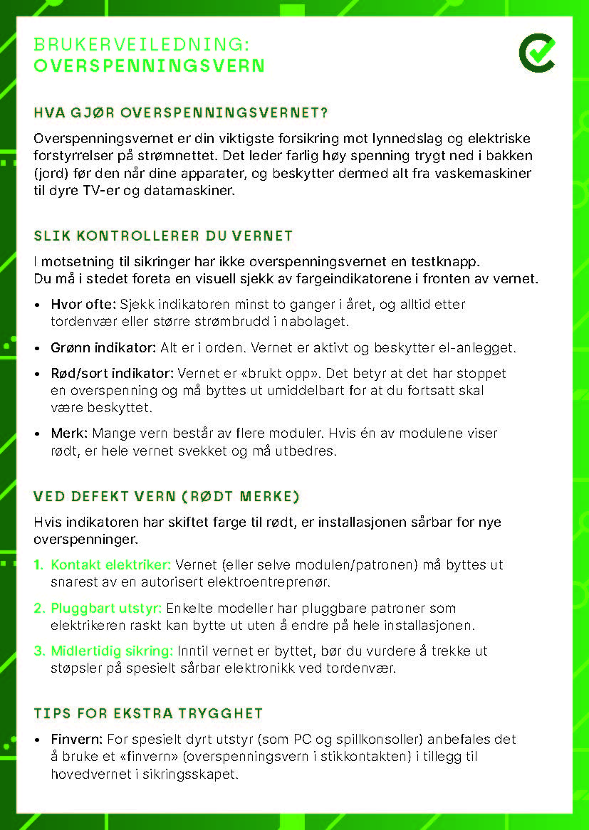 Bruksanvisning Overspenningsvern